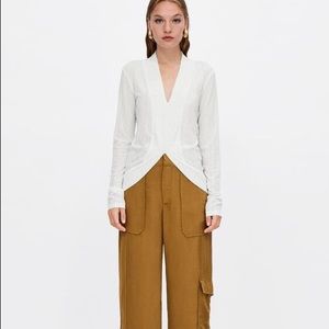 ZARA TEXTURED ASYMMETRIC WHITE TOP BLOUSE BRAND NEW WITH TAGS MEDIUM